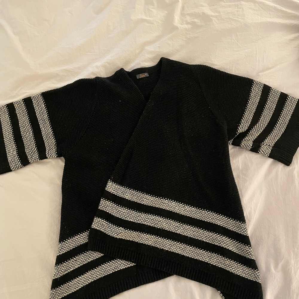 Dex Black and White Striped Cardigan